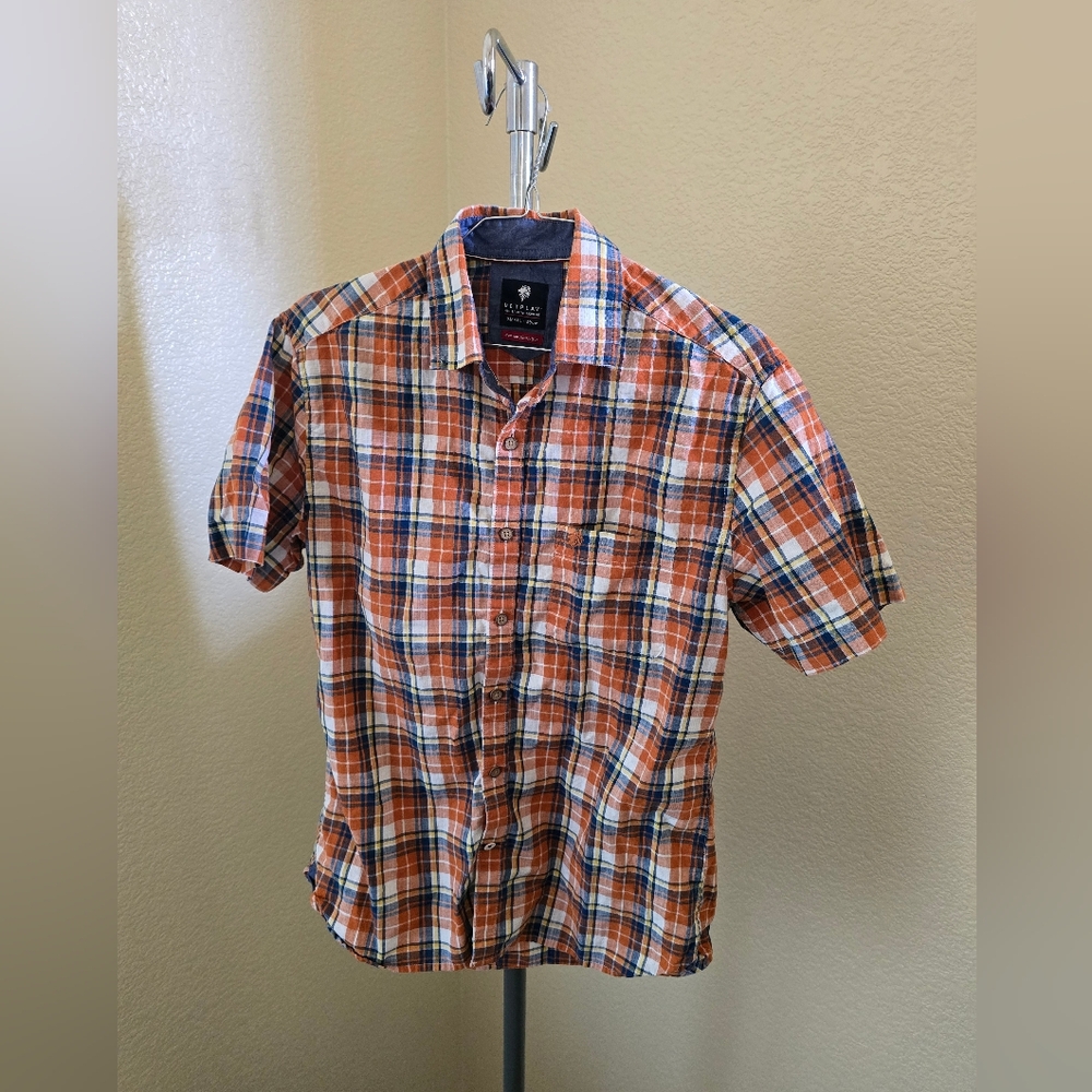 Net Play Short Sleeve Button Up Shirt With Pocket